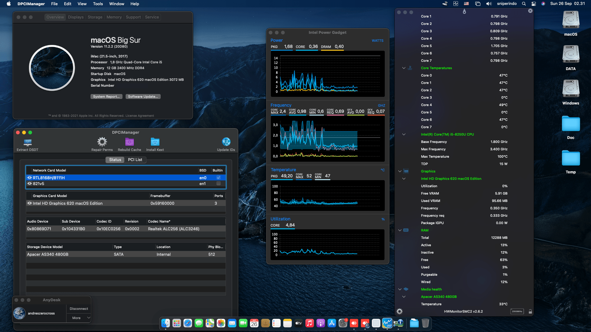 Success Hackintosh macOS Big Sur 11.2.2 Build 20D80 in Asus AIO PC V222UAK-WA541T
